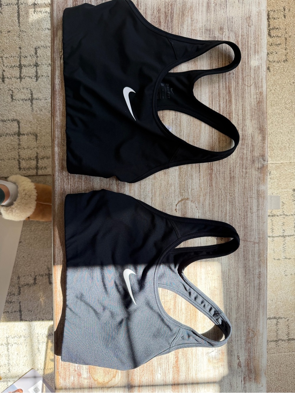 Nike Black DRI FIT Sports Bras with White Swoosh